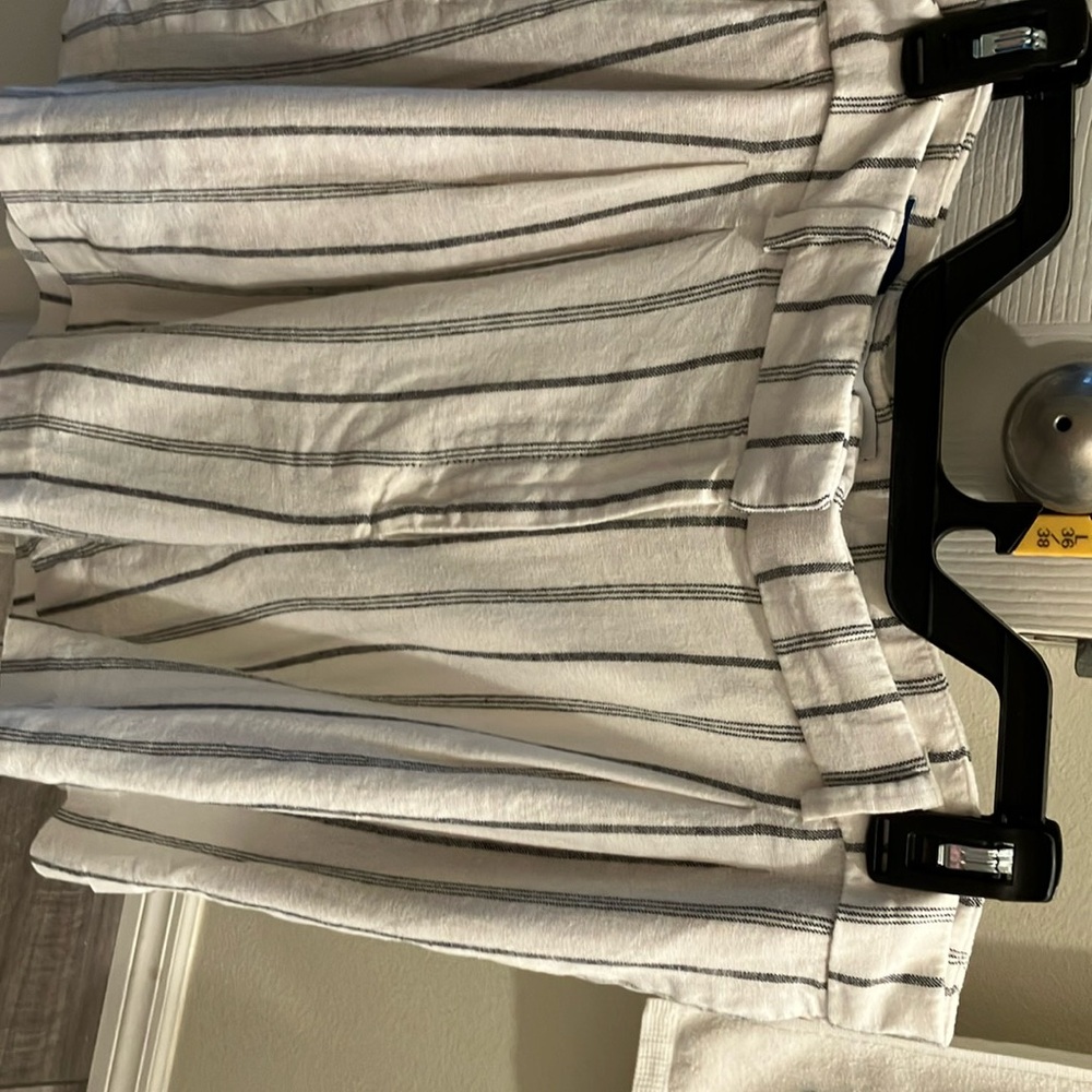 Old Navy White Bermuda Shorts with Black Pinstripes